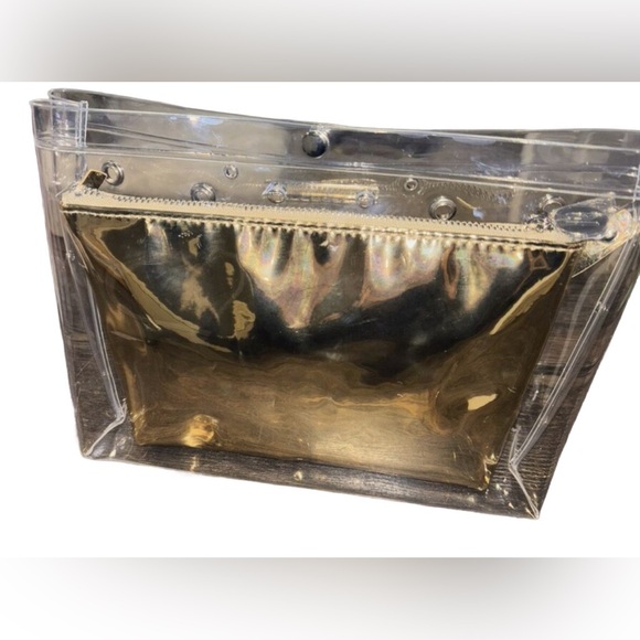 🎅🏽Paco Rabanne ⬆️ Gold Studded Transparent beauty Bag - Picture 2 of 2